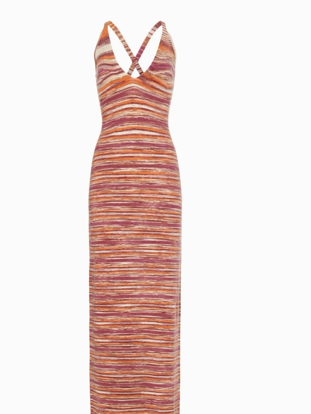 Ronny Kobo Collection Striped Maxi Dress In Pink, Orange & Cream